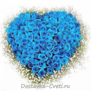 Сердце из синих роз